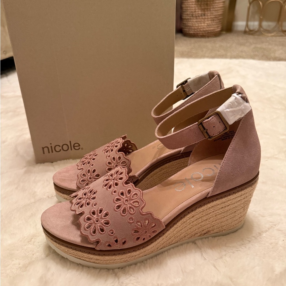 Nicole Blush Pink Wedge Sandals
